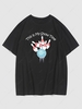 Bowling Ball Printed Crew Neck T-shirt L Black