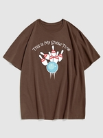 Bowling Ball Printed Crew Neck T-shirt L Coffee