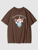 Bowling Ball Printed Crew Neck T-shirt S Coffee