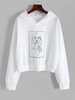 Boxy Figure Print Hoodie L White