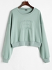 Boxy Letter Embroidered French Terry Sweatshirt L Green