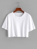 Boxy Topstitching Raw Hem Crop Tee S White
