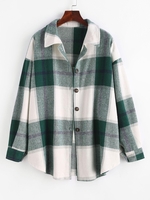 Boyish Checked Wool Blend Coat L Green