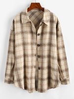 Boyish Checked Wool Blend Coat L Light coffee