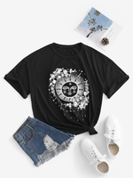 Boyish Floral Sun Print Oversized T-shirt S Black