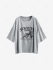 Boyish Letter Graphic Oversized Drop Shoulder Tunic Tee L Light gray