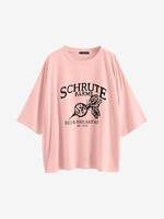 Boyish Letter Graphic Oversized Drop Shoulder Tunic Tee S Light pink
