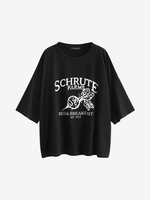 Boyish Letter Graphic Oversized Drop Shoulder Tunic Tee Xl Black