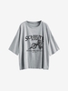 Boyish Letter Graphic Oversized Drop Shoulder Tunic Tee Xl Light gray