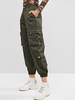 Boyish Pockets Solid Color Cargo Jogger Techwear Pants M Army green