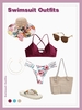 Braided Flower Print Strappy Mix and Match Beach Vacation Bikini Outfits