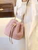 Braided Strap Fluffy Faux Fur Bucket Bag