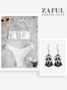 Braided Trim Ribbed High Leg Cheeky Bikini with Halloween Ghost Pendant Earrings White