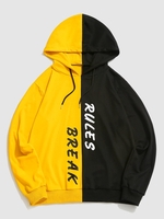 Break Rules Two Tone Panel Hoodie L Yellow