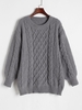 Cable Knit Chunky Fisherman Sweater M Gray