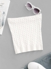 Cable Knit Crop Tube Top L White