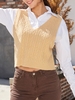 Cable Knit Drop Armhole Sweater Vest Light coffee