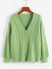 Cable Knit Drop Shoulder Cardigan M Light green