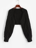 Cable Knit Open Front Shrug Cardigan Black