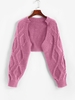 Cable Knit Open Front Shrug Cardigan Light pink