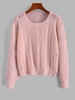 Cable Knit Openwork Pullover Sweater Pink