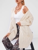 Cable Knit Patch Pocket Longline Cardigan M Light coffee