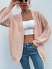 Cable Knit Ribbed Open Front Cardigan L Light yellow