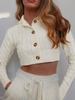 Cable Knit Single Breasted Cropped Cardigan S White