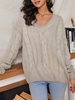 Cable Knit Slouchy Chunky Sweater M Light coffee