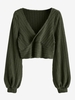 Cable Knit Surplice Cropped Knitwear S Deep green