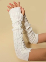Cable Knit Thumb Hole Arm Warmers