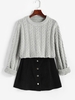 Cable Knit Wide Waistband Jumper Sweater Gray