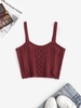 Cable Pointelle Knit Crop Tank Top L Deep red