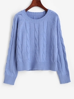 Cable Pointelle Knit Raglan Sleeve Sweater Slate blue