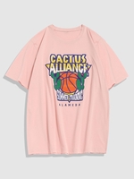 Cactus Basketball Graphic Short Sleeve T-shirt S Light pink