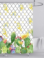Cactus Pattern Waterproof Shower Curtain