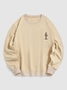 Cactus Print Pullover Sweatshirt L Light coffee
