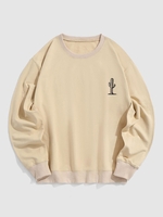 Cactus Print Pullover Sweatshirt Xxl Light coffee