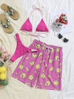 Cake Print O Ring Couple Swimwear Light pink