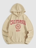 CALIFORNIA Badge Pattern Fleece-lined Hoodie S Light coffee