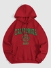 CALIFORNIA Badge Pattern Fleece-lined Hoodie Xxl Deep red