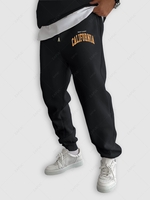 CALIFORNIA Letter Fleece-lined Sports Jogger Pants S Black