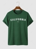 CALIFORNIA Letter Print Short Sleeves T-shirt 2xl Deep green