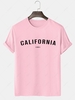 CALIFORNIA Letter Print Short Sleeves T-shirt 2xl Light pink