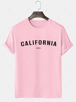 CALIFORNIA Letter Print Short Sleeves T-shirt 2xl Light pink