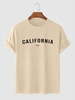 CALIFORNIA Letter Print Short Sleeves T-shirt 2xl Light yellow
