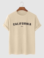 CALIFORNIA Letter Print Short Sleeves T-shirt 2xl Light yellow