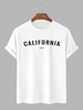 CALIFORNIA Letter Print Short Sleeves T-shirt 2xl White