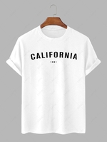 CALIFORNIA Letter Print Short Sleeves T-shirt 2xl White