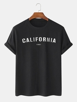 CALIFORNIA Letter Print Short Sleeves T-shirt S Black
